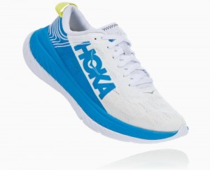 Hoka One One Carbon X Straßenlaufschuhe Damen Weiß Blau | 75916AXVE