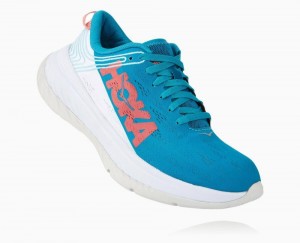 Hoka One One Carbon X Straßenlaufschuhe Damen Blau Weiß | 14783SPYA