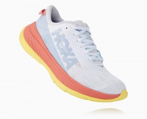 Hoka One One Carbon X Straßenlaufschuhe Damen Nimbus Cloud/Lantana | 06954UVDZ