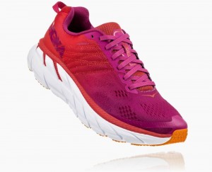 Hoka One One Clifton 6 Erholungsschuhe Damen Rot Grün Blumen | 83469FATC