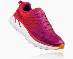 Hoka One One Clifton 6 Wanderschuhe Damen Rot Grün Blumen | 31670NGAO