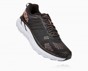 Hoka One One Clifton 6 Wanderschuhe Damen Schwarz Rosa Gold | 10382ILVM