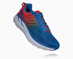 Hoka One One Clifton 6 Wanderschuhe Herren Rot Königsblau Blau | 80412LZOR