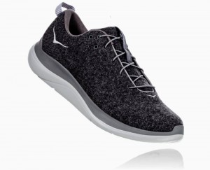 Hoka One One Hupana Flow Wool Wide Straßenlaufschuhe Damen Dunkelgrau | 51490RBNP