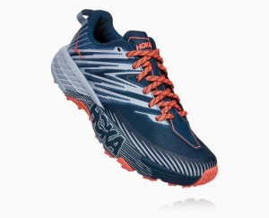 Hoka One One Speedgoat 4 Wide Trail Schuhe Damen Blau | 78304CSFB