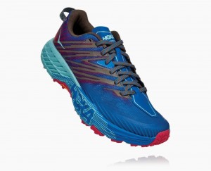 Hoka One One Speedgoat 4 Wide Trail Schuhe Damen Königsblau Blau Rosa Pfauen | 63185UZXH