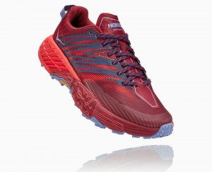 Hoka One One Speedgoat 4 Wide Trail Schuhe Damen Dunkelbraun Rot | 19630HZBQ